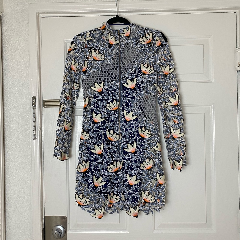 Self-Portrait Dove Grey Patchwork Mini Dress In U… - image 6